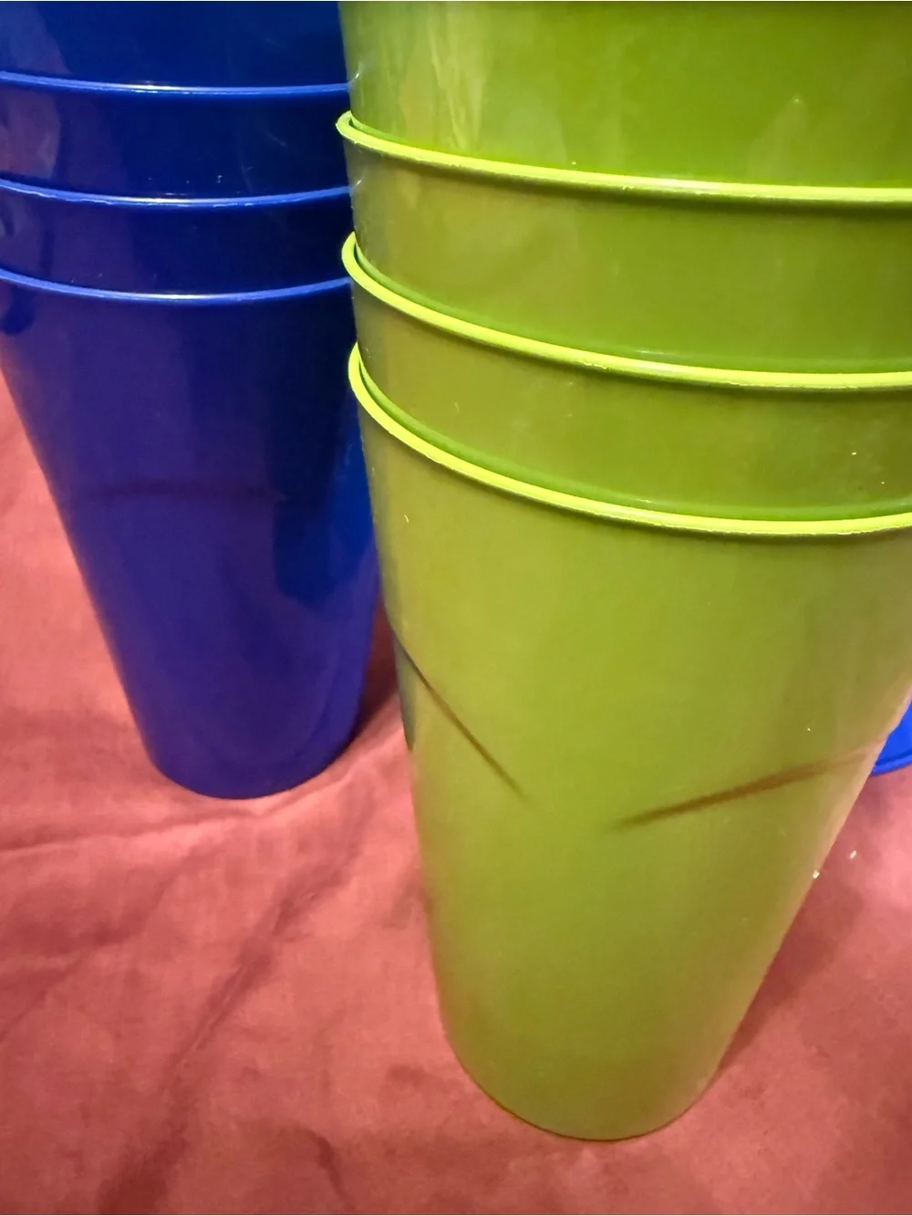 Blue and Green Plastic Cup and Bowl Set - Lightweight Dining Essentials
